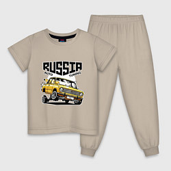Пижама хлопковая детская Russia tuning car, цвет: миндальный