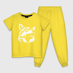 Пижама хлопковая детская Голова волка Wolf head, цвет: желтый