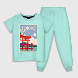 Пижама хлопковая детская Tokyo - japan, цвет: мятный