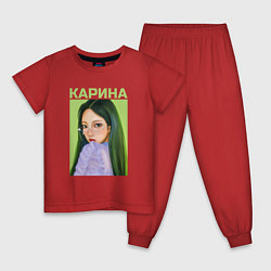 Пижама хлопковая детская Карина Aespa, цвет: красный