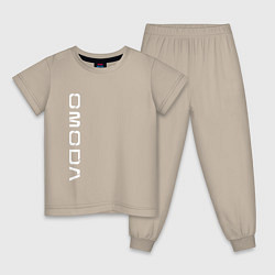 Пижама хлопковая детская Omoda white vertical logo, цвет: миндальный