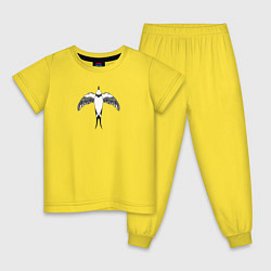 Пижама хлопковая детская Птица в египетском стиле, цвет: желтый