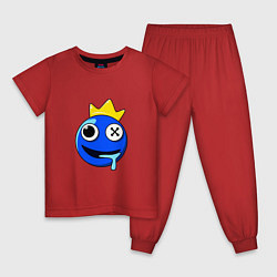 Пижама хлопковая детская Радужные друзья Синий голова, цвет: красный