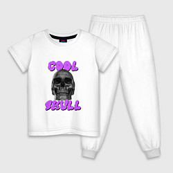 Пижама хлопковая детская Cool Skull, цвет: белый