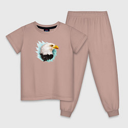 Пижама хлопковая детская Белоголовый орёл, цвет: пыльно-розовый