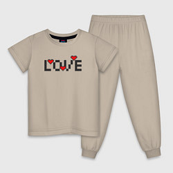 Пижама хлопковая детская MoMo - 8bit Love, цвет: миндальный