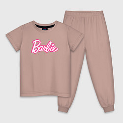 Пижама хлопковая детская Барби Фильм Логотип, цвет: пыльно-розовый