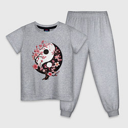 Пижама хлопковая детская Скура с инь и янь, цвет: меланж