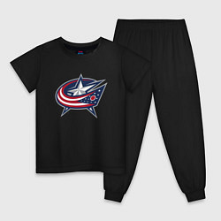 Пижама хлопковая детская Columbus blue jackets - hockey team - emblem, цвет: черный