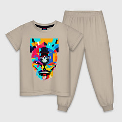 Пижама хлопковая детская Funny skull - pop art, цвет: миндальный