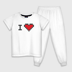 Пижама хлопковая детская MoMo - 8bit I Love, цвет: белый