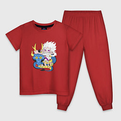 Пижама хлопковая детская Луффи - битва с Кайдо, цвет: красный