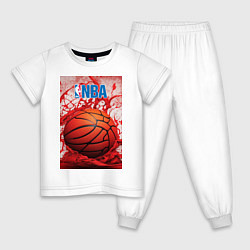 Пижама хлопковая детская Баскетбольный мяч nba, цвет: белый