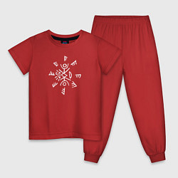 Пижама хлопковая детская Извне - оберег, цвет: красный