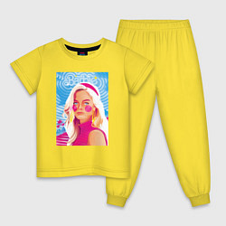 Пижама хлопковая детская Барби Марго Робби, цвет: желтый