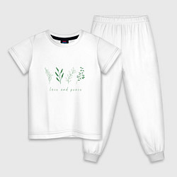 Детская пижама Зеленые растения мир и любовь