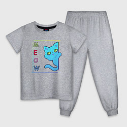 Пижама хлопковая детская Cat meow, цвет: меланж