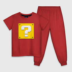 Пижама хлопковая детская Марио кубик вопросительный, цвет: красный