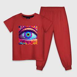 Пижама хлопковая детская Глаз в стиле арт, цвет: красный