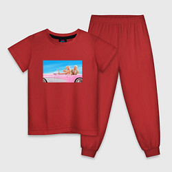 Пижама хлопковая детская Барби 2023, цвет: красный