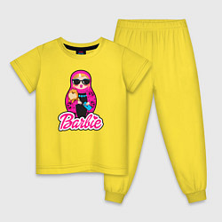 Пижама хлопковая детская Девочка Барби, цвет: желтый
