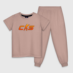 Пижама хлопковая детская CS 2 orange logo, цвет: пыльно-розовый