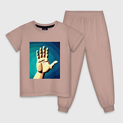 Пижама хлопковая детская Приветствие рукой, цвет: пыльно-розовый