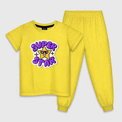 Пижама хлопковая детская Superstar, цвет: желтый