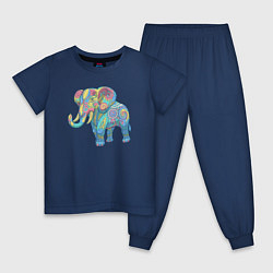 Пижама хлопковая детская Beautiful elephant, цвет: тёмно-синий