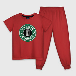 Пижама хлопковая детская Tardis coffee, цвет: красный