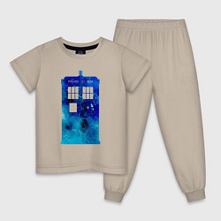 Пижама хлопковая детская Space tardis, цвет: миндальный