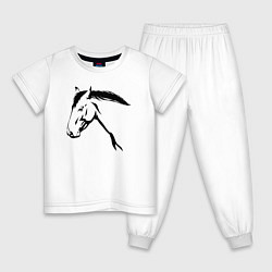 Пижама хлопковая детская Голова лошади, цвет: белый