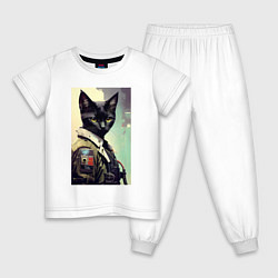 Пижама хлопковая детская Cool cat - cyberpunk, цвет: белый