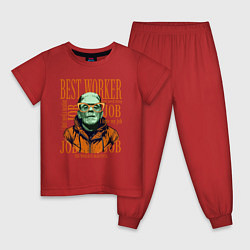 Пижама хлопковая детская Лучший работник равно зомби Франкинштейн, цвет: красный