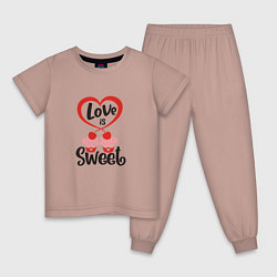 Пижама хлопковая детская Любовь сладка, цвет: пыльно-розовый