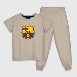 Пижама хлопковая детская Barcelona fc sport, цвет: миндальный