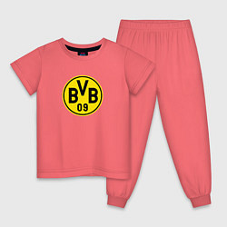 Пижама хлопковая детская Borussia fc sport, цвет: коралловый