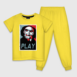 Пижама хлопковая детская Play saw, цвет: желтый
