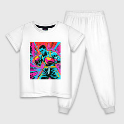 Пижама хлопковая детская Боксерский поединок, цвет: белый