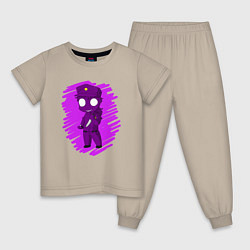 Пижама хлопковая детская Фиолетовый человек, цвет: миндальный
