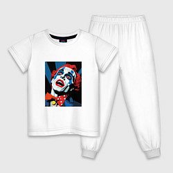 Пижама хлопковая детская Безумный клоун, цвет: белый