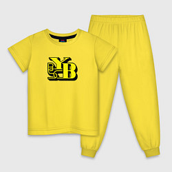 Пижама хлопковая детская Young Boys sport fc, цвет: желтый