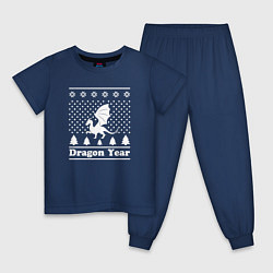 Пижама хлопковая детская Sweater dragon year, цвет: тёмно-синий