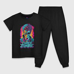 Пижама хлопковая детская Кибер зомби Киберпанк, цвет: черный