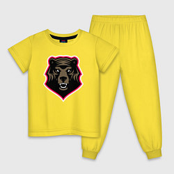 Пижама хлопковая детская Bear head, цвет: желтый