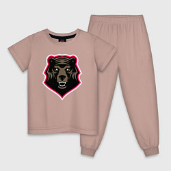 Пижама хлопковая детская Bear head, цвет: пыльно-розовый