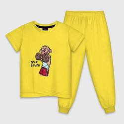 Пижама хлопковая детская Используй мозги, цвет: желтый