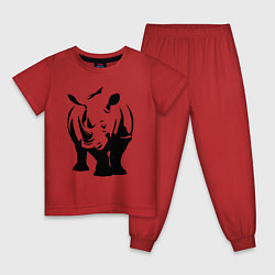 Пижама хлопковая детская Носорог анфас, цвет: красный