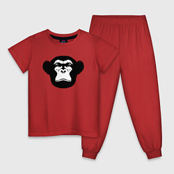 Пижама хлопковая детская Морда шимпанзе, цвет: красный