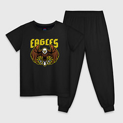 Пижама хлопковая детская Eagles, цвет: черный